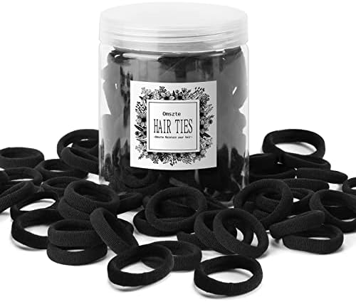 100Pcs Black Baby Hair Ties, Soft Cotton Hair Elastics Ponytail Holders by Omszte