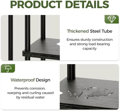 Bamworld Plant Stand 5 Tier Corner Metal Shelf Black - Image 6