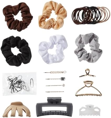Scunci by Conair 82 Piece hair accessory kit - hair accessories for women - neutral colors- 3 stackable containers by conair
