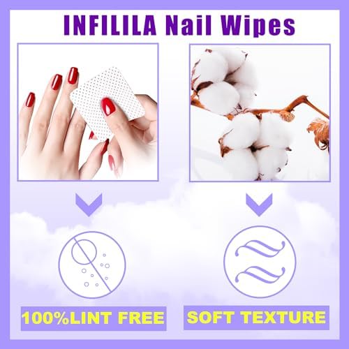 NXJ INFILILA Lint Free Nail Wipes, 540PCS Non-Woven Fabric Dry Nail Prep Wipes, Super Absorbent Nail Polish Remover Wipes Lash Extensions Glue Nail Cleaning Pads for Salon Supplies - Image 2