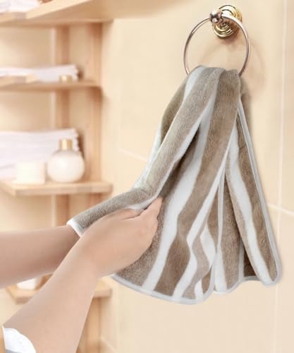 KinHwa Microfiber Hand Towels for Bathroom Soft and Absorbent Face Towels Brown Bathroom Hand Towels for SPA Hair Bath 16inchx30inch 2 Pack - Image 6