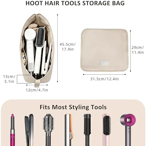 Gosect Hair Tool Travel Bag with Removable Heat Resistant Mat, Hot Hair Tools Travel Storage Pouch for Curling Iron, Flat Iron, Hot Hair Brush, Hair Dryer, Hair Styling Accessories(Ivory White) - Image 2