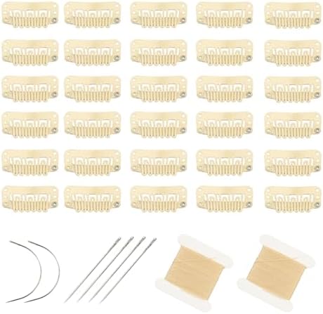 30pcs Hair Extension Clips U-Shape Stainless Steel Wig Clip, Beige by FeiHong