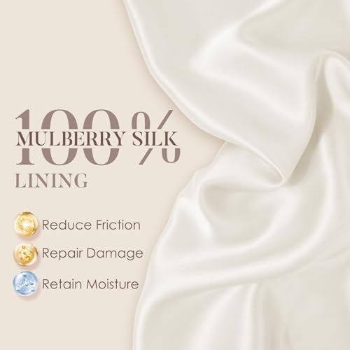 LULUSILK 100% Mulberry Silk Bonnet for Sleeping Women and Men, White - Image 2
