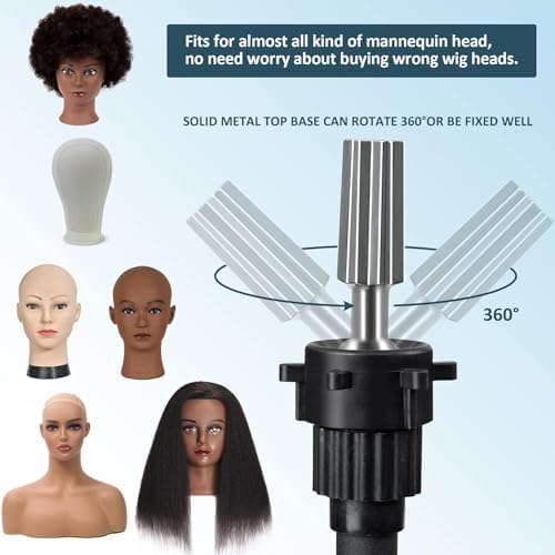 Klvied Wig Stand Tripod, Adjustable 25-53.5in for Braiding and Wig Styling - Image 3