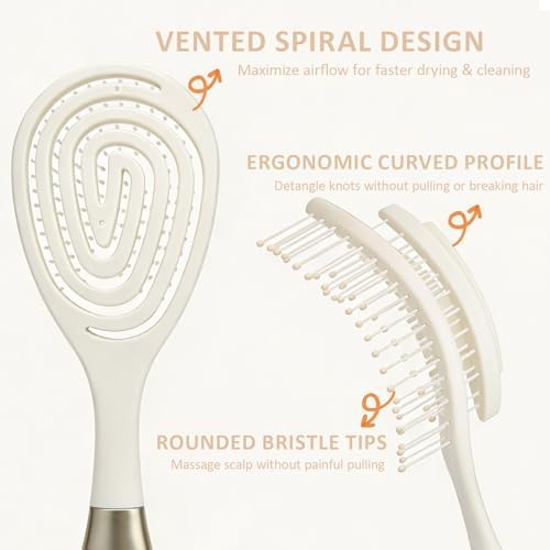 Detangler Hairbrush, Vented Soft Bristle Hair Brush - Image 4