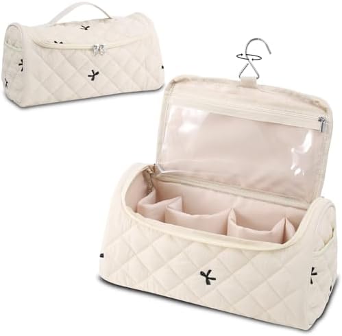 GISMTR Quilted Hair Tools Travel Case, Cotton Portable Storage Bag with Hanging Hook for Hair Curler Accessories, Cute Dustproof Travel Organizer by GISMTR