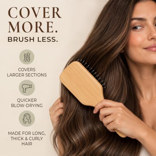 Beauty by Earth Boar Bristle Brush - Premium Paddle Brush for Fine, Thick, and Thinning Hair for Men and Women - Image 2