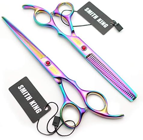 7.0 Inches Professional hair cutting thinning scissors set with razor (Rainbow) - Image 3