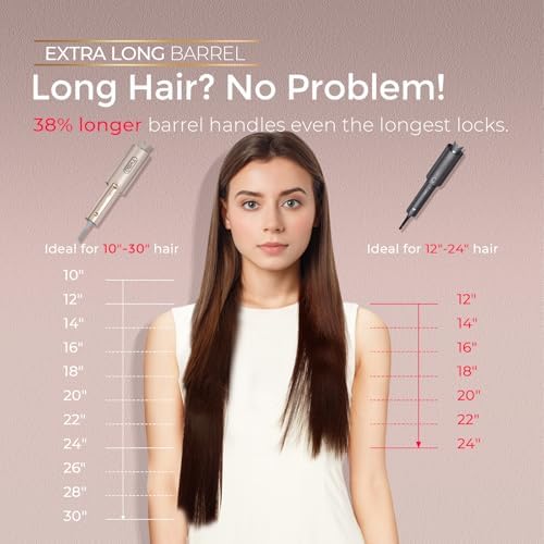 TYMO CurlPro Plus Automatic Rotating Curling Iron - Upgraded Long Barrel Curling Wand for Long Hair, Ceramic Hair Curler for Women, Anti-Scald, Tangle-Free, 600M Ionic, Dual Voltage, Gold, 1 1/4 Inch - Image 3