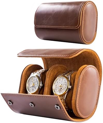 MR.OKAY 2 Watch Travel Case-Classic Leather Watch Case With Superb Texture.Portable Watch Roll Or Organizer For Storage And Display. Best Travel Gift for Men,All Handcrafted By Artisans. by MR.OKAY