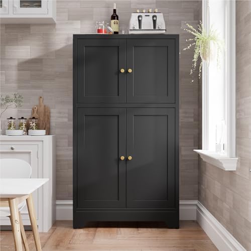 Bevivog Black Metal Locker Cabinet with 4 Doors, Metal Sideboard Cabinet Coffee Bar Storage Accent Cabinets for Home Office, Kitchen Living Room, Hallway, Entryway - Image 2