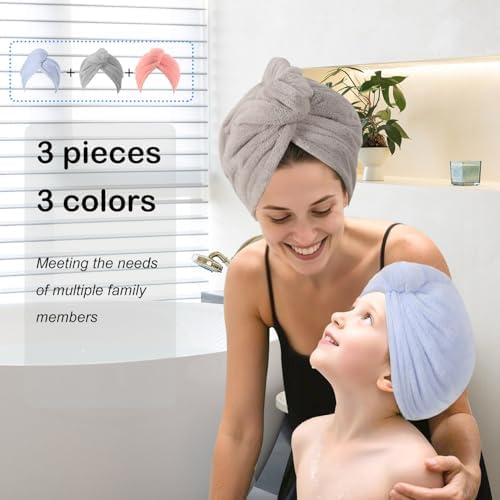 Microfiber Hair Drying Towel Wrap,Hair Turbans Towel for Wet Hair - Image 4