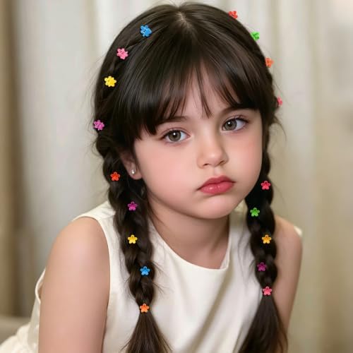 100Pcs Mini Flower Hair Clips, Colorful Hair Accessories (Bright Color) - Image 2