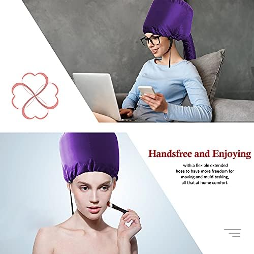 Hair Dryer Bonnet - Upgraded Bonnet Hair Dryer with Longer Extended Hose for Easy Styling, Curling and Deep Conditioning, Purple, One Size Fits All - Image 3