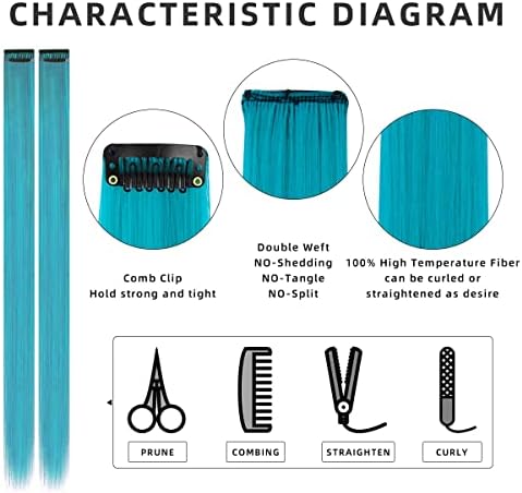 BEAHOT 12 PCS Clip in Colored Hair Extensions, 22 Inch Red Hairpieces - Image 4