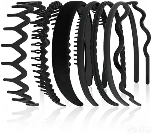 7 Pcs Headbands for Women Girls, Non Slip Cute Pearl Floral Padded Vintage Wide Fashion Multi-style Headbands for Girls (Black S) by Unknown