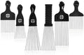 6 Pack Curly Afro Hair Metal Hair Picks, Metal Tool Hair Combs for Men Women Afro Wigs (Black) by MODSIGHT
