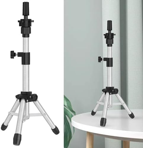 ZQIAN BEAUTY Wig Stand Tripod, 25 Inch Adjustable Mannequin Head Stand, Wig Head Stand for Training Heads And Canvas Block Head (Silvery, Mannequin Head Not Included) by ZQIANBEAUTY