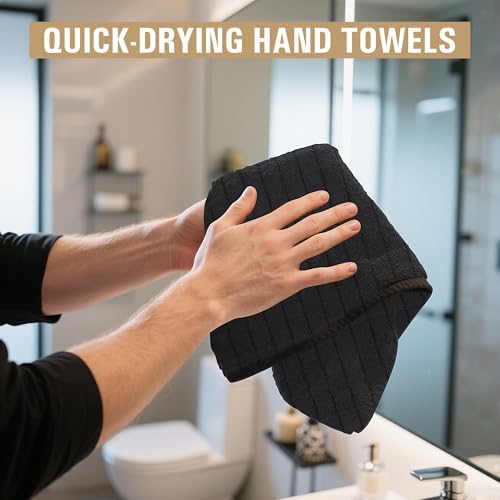 Salon Towels, 12 Pack Black Microfiber Hair Towel, 16 x 27 Inches - Image 6