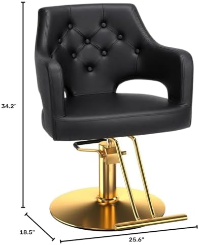 OmySalon Barber Chairs for Barbershop Black Gold Styling Chair, Salon Chair for Hair Stylist, Heavy Duty Hydraulic Pump, 360°Swivel with Footrest, Hairdressing Home Beauty Spa Equipment - Image 2