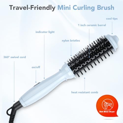 Mini Travel Thermal Brush, 1 Inch Heated Round Brush for Short Hair - Image 5