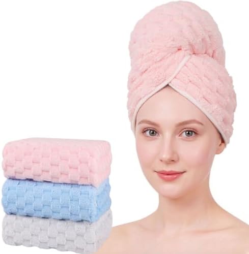 Super Soft Microfiber Hair Towels 3-Pack Lage Size (24x42 inch) for Women by BEELVTIFL