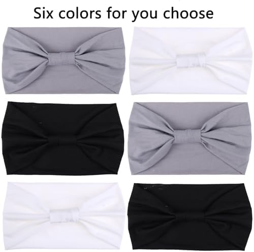 XTREND 6 Packs Fashion Sports Headbands for Women - Non-Slip Stretchy Boho Turbans for Workout, Yoga, Running (Black*2, White*2, Light Gray*2) - Image 3