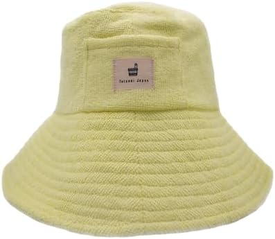 Sauna Hat – Japan's Original Bucket-Style Sauna Cap, Terry Cloth, Wide-Brim Heat & Hair Protection, Pocket, Machine Washable, Unisex (Yellow) by TotonoiJapan