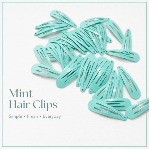 Light Green Hair Clips, 2 Inch Metal Snap Clips 40 Pack - Image 2