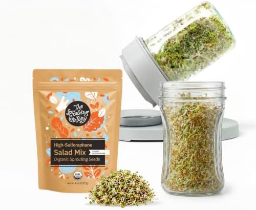 Jar Sprouting Kit with 8oz Salad Mix Sprout Seeds by TheSproutingCompany