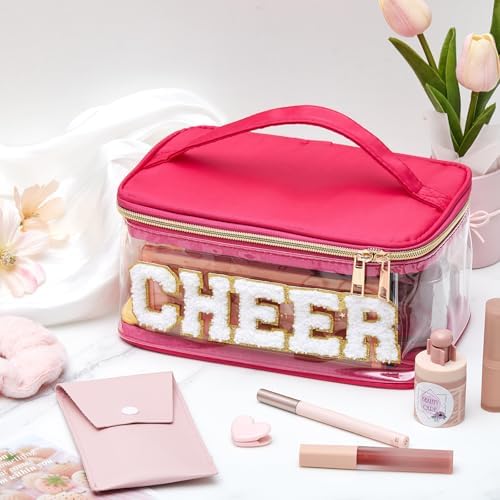 Geetery Medicine Pill Bag Clear Cosmetic Makeup Bag with Zipper Hot Pink - Image 2
