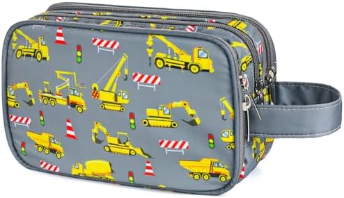 Kids Toiletry Bag for Boys, Travel Toiletry Bag for Little Young Boys Waterproof Hanging Wash Bag Toddler Traveling Toiletries, Construction Grey by Vipdeal