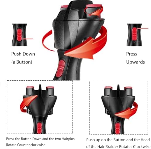 Automatic Hair Braider DIY Electronic Hair Braiding Machine Automatic Quick Twist Twister Hair Braiding Tool for Women Girls Hairstyle(Red) - Image 5