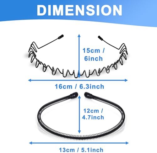 Metal Headband for Men, Non Slip Wave Hair Band, Classic 3 Pcs - Image 2