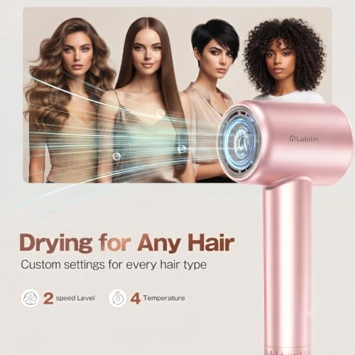 Labiim Hair Dryer, High-Speed Ionic Blow Dryer 110,000 RPM Motor, Pink - Image 4