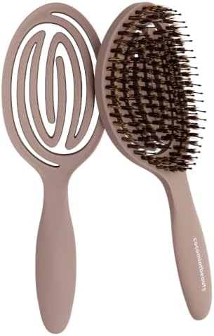 The Boar's Hair Bristle Wellness Brush | Conditions, Detangles, Boosts Scalp Circulation, Lightweight Flexible Design, Vented Cushion, Pain-Free, Helps Dry Damaged Hair (Soft Taupe) by Unknown