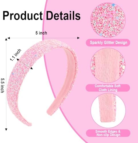 Headbands for Girls, 3 Pack Sparkly Glitter Toddler Girls Headbands - Image 2