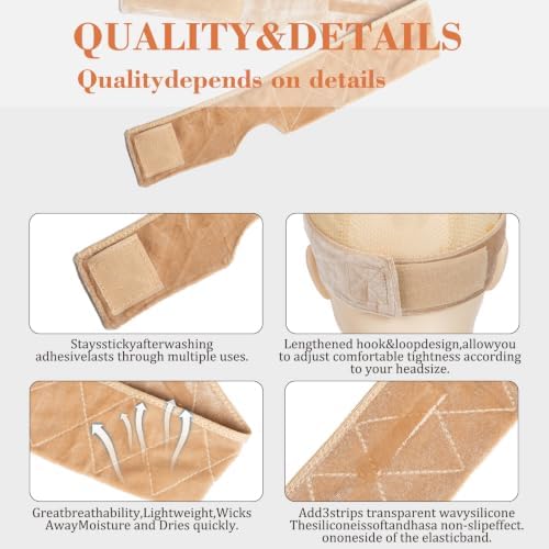 Adjustable Wig Grip Band, Non-Slip Silicone Headband,Beige 2 Pack - Image 3