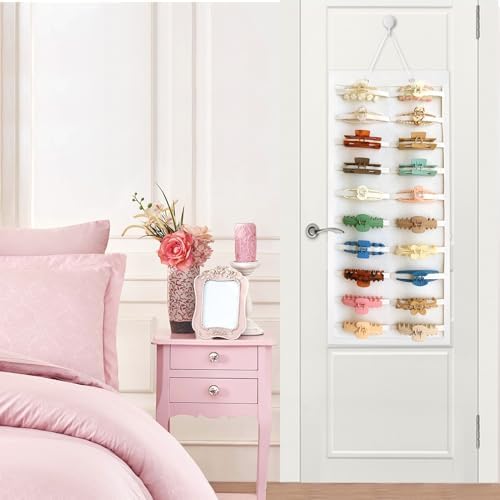 SMUK Claw Clip Organizer for Women, Hanging Mount Hair Clips Holder Organizer for Girls, Hair Bow Claw Clip Stand Storage for Wall, Door, Closet - Image 6
