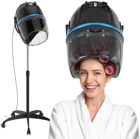 JupiterForce Professional Hooded Floor Hair Dryer 1300W Adjustable Stand Up Bonnet Hair Dryer with Rolling Wheels for Home Salon Spa Beauty Equipment by JupiterForce