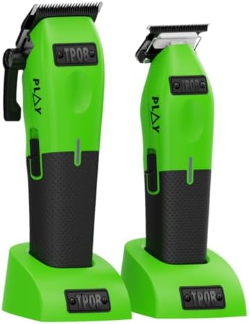 TPOB Play Barber Hair Clippers for Men 7500 RPM with Rubber Grips (Green 2 Set) - Image 3