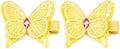2 Pcs Butterfly Hair Clips for Girls, Fully Lined, Yellow by Pinkoriart