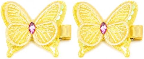 2 Pcs Butterfly Hair Clips for Girls, Fully Lined, Yellow by Pinkoriart
