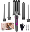 Waver Curling Iron Curling Wand - BESTOPE PRO 5 in 1 Curling Wand Set with 3 Barrel Hair Crimper for Women, Fast Heating Crimper Wand Curler in All Hair Type - Gray, 1Pack by BESTOPEPRO