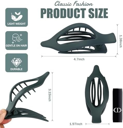 Flat Hair Clips for Women - 6 PCS French Flat Claw Clips Medium Hair Clips for Girls Large Hair Claw Clips for Thick or Thin Hair Strong Hold No Slip Hair Accessories for women (Basic) - Image 3