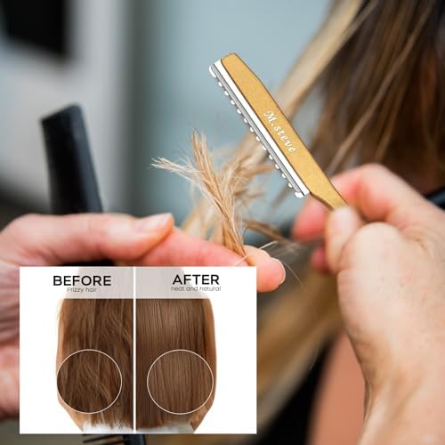 Hair Razors For Cutting Hair 6.89" with 10 Replacement Blades -Gold - Image 2