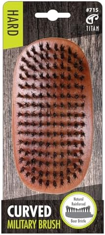 Titan Hard Curved Military Brush For Men All Hair Textures – 1pc, Natural Boar Bristles Wooden Handle, Wooden Hair Brush by TITAN