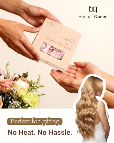 BONNET QUEEN Large Satin Heatless Hair Curler for Long Thick Hair, All-in-One Overnight Curling Rod, Heatless Curls Bun & Built-in Scrunchies, Day-to-Night Styling for Sleep, Travel & Gym, CreamPink - Image 6