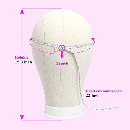 Bileaf 22 Inch Canvas Block Head Wig Head with Stand, Creamy-White - Image 2